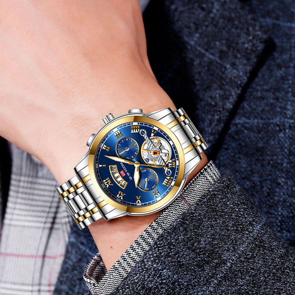 SteelHorizon Stainless Steel Waterproof Watch Men