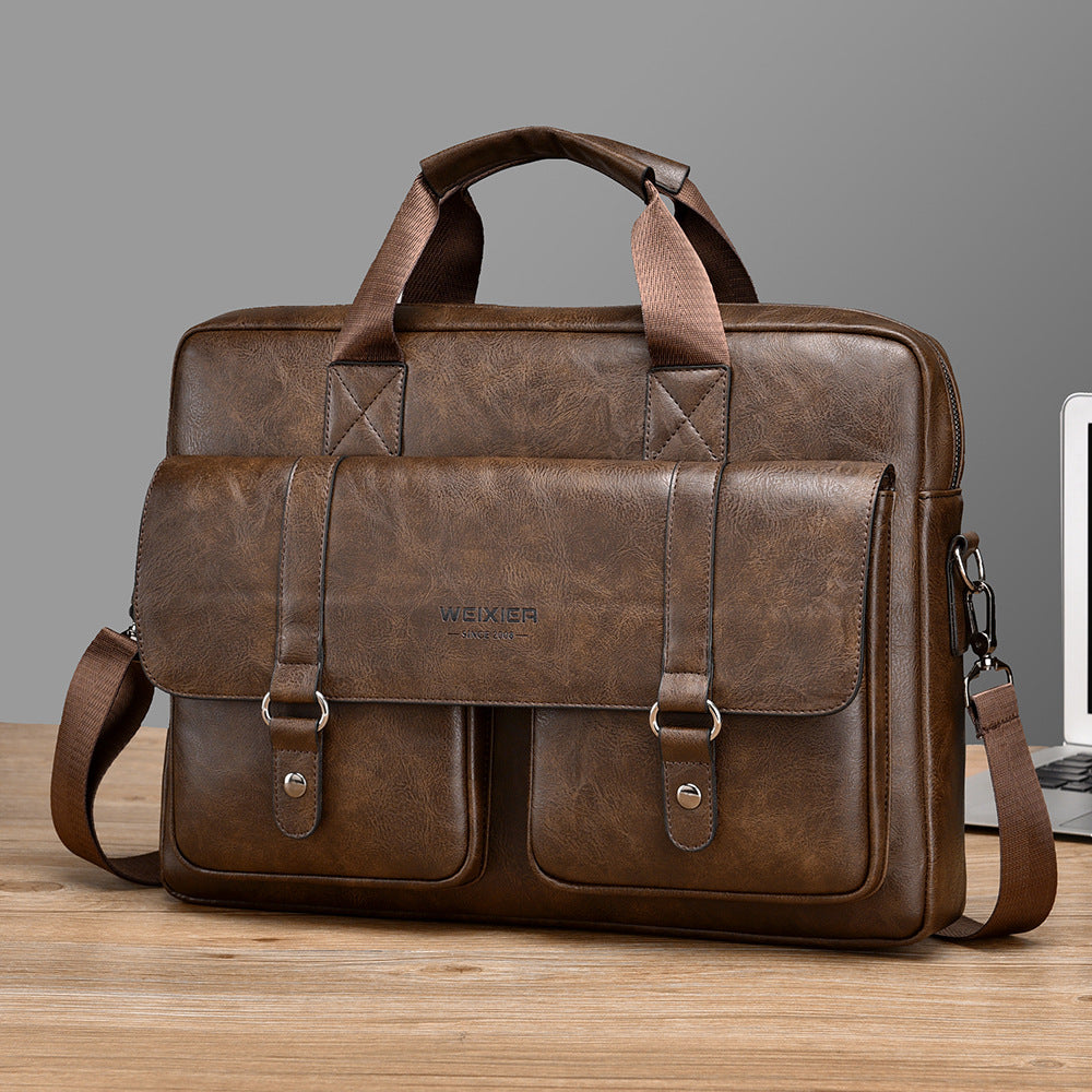 Men's business briefcase, large capacity high-end laptop bag