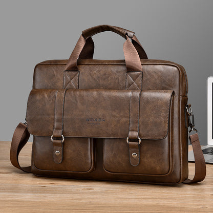 Men's business briefcase, large capacity high-end laptop bag