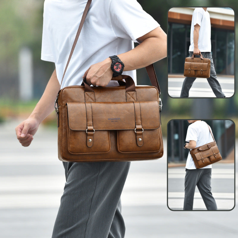 Men's business briefcase, large capacity high-end laptop bag