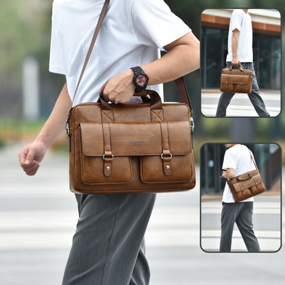 Men's business briefcase, large capacity high-end laptop bag