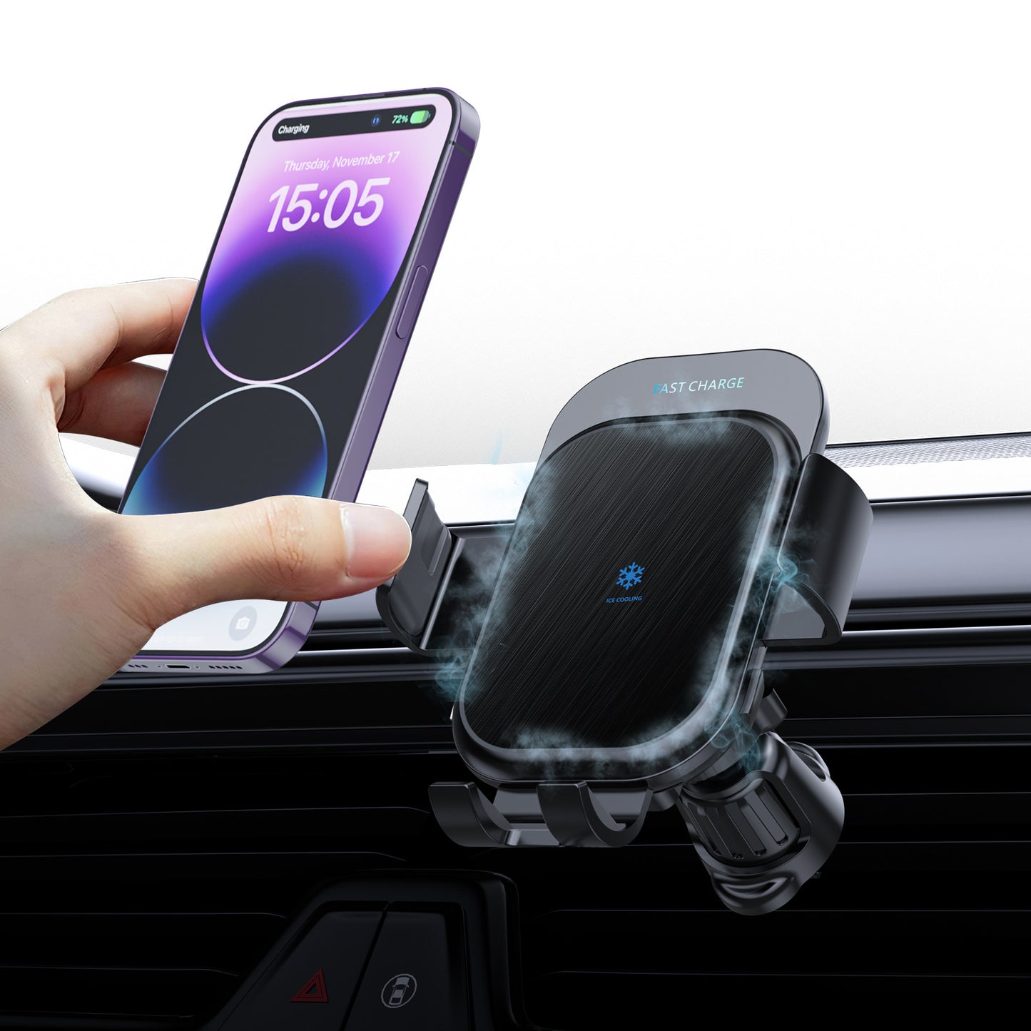 FrostCharge Pro 2-in-1 MagSafe Car Charger Phone Holder