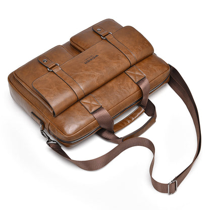 Men's business briefcase, large capacity high-end laptop bag