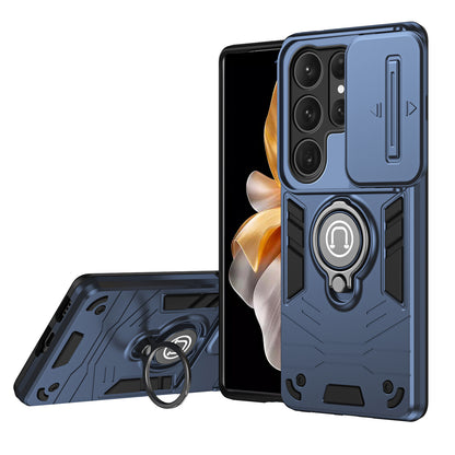 Samsung S25 Ultra/S25 Plus Magnetic Window Push Ring Case with Stand