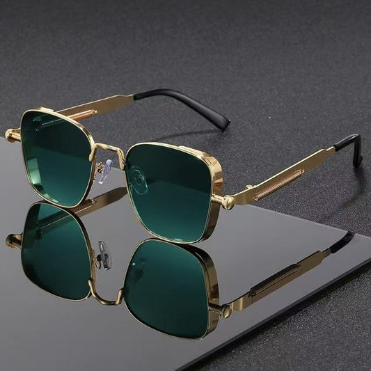 Eclipse Retro Steampunk Square Frame Sunglasses  High-End Metal Fashion