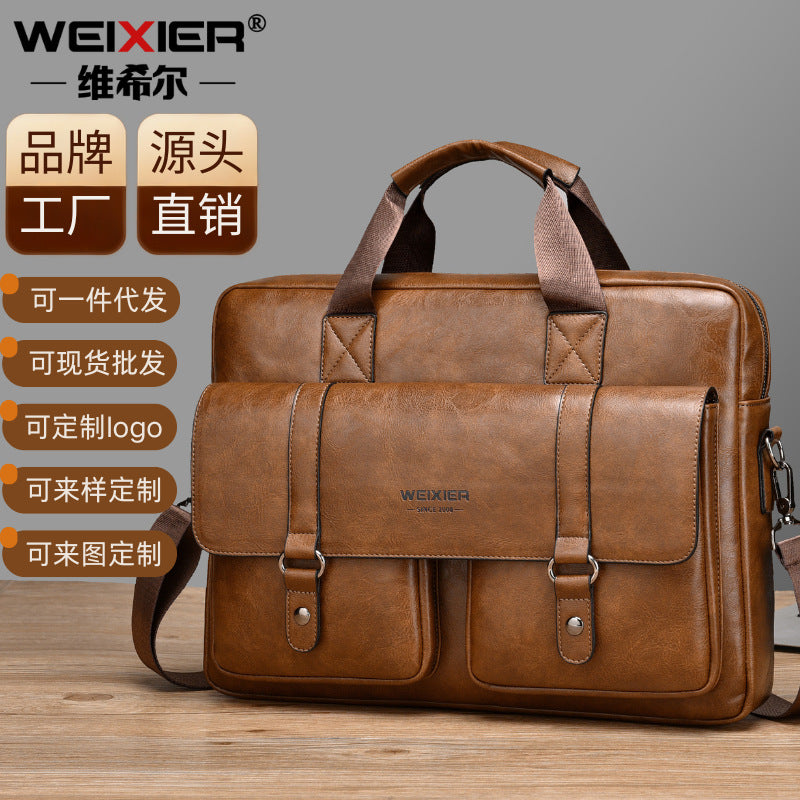 Men's business briefcase, large capacity high-end laptop bag