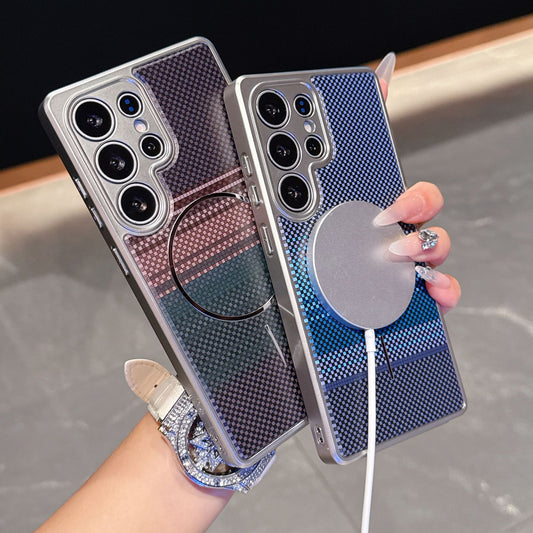 Premium Magnetic Fiber Circle Case for Samsung S25 Ultra / S25 Edge  Shockproof All-Inclusive PC Protection