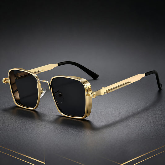Eclipse Retro Steampunk Square Frame Sunglasses  High-End Metal Fashion
