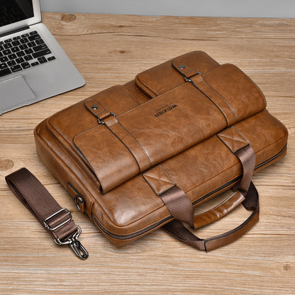 Men's business briefcase, large capacity high-end laptop bag