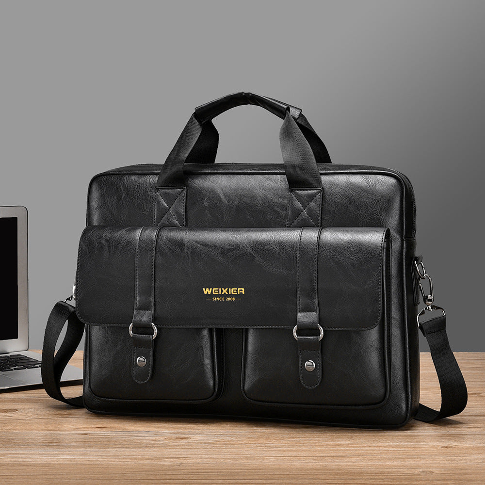 Men's business briefcase, large capacity high-end laptop bag