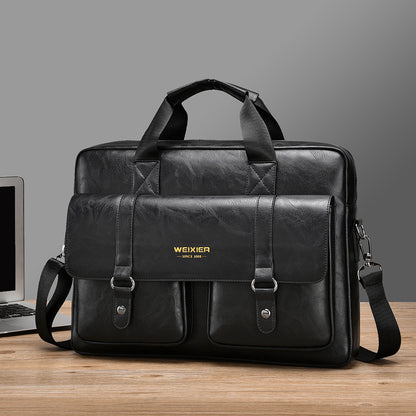 Men's business briefcase, large capacity high-end laptop bag