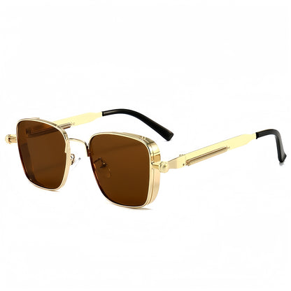 Eclipse Retro Steampunk Square Frame Sunglasses  High-End Metal Fashion