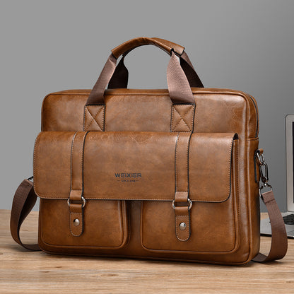 Men's business briefcase, large capacity high-end laptop bag