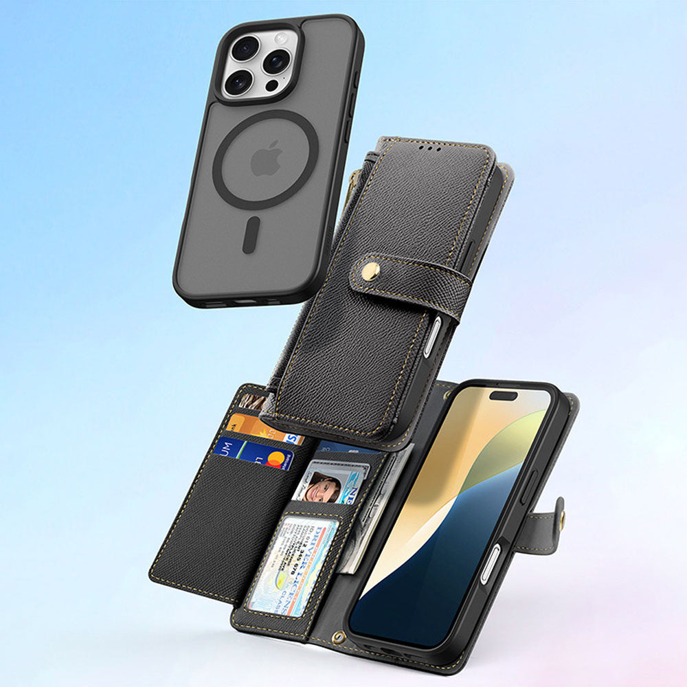 SnapLuxe 2-in-1 Magnetic Leather Wallet iPhone Case