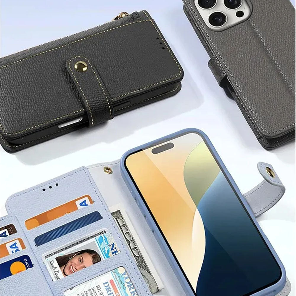 SnapLuxe 2-in-1 Magnetic Leather Wallet iPhone Case