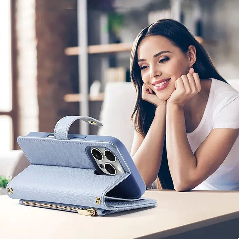 SnapLuxe 2-in-1 Magnetic Leather Wallet iPhone Case